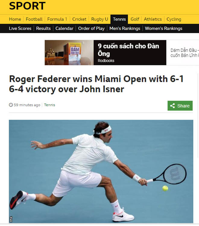 Federer vô địch Miami Open: Báo chí “cạn lời”, khen Nhà vua quá đẳng cấp - 3