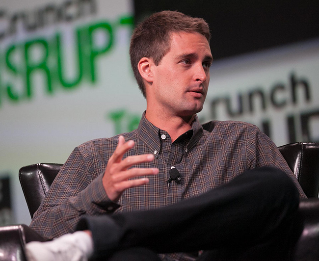 Evan Spiegel thành lập Snapchat cùng với Reggie Brown và Bobby Murphy vào năm 2011 khi anh 21 tuổi. Ngay sau đó, Spiegel đã bỏ học tại Đại học Stanford để tập trung phát triển Snapchat. CEO Apple Tim Cook chính là nhà đầu tư cho Snapchat giai đoạn đầu. Spiegel cũng nổi tiếng vì từ chối lời đề nghị mua lại trị giá 3 tỷ USD từ Mark Zuckerberg vào năm 2013