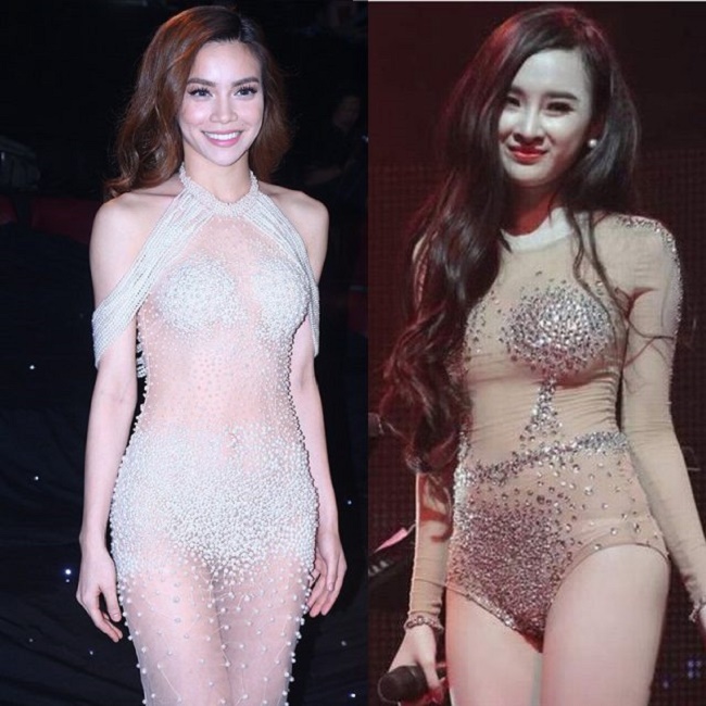 Chiếc váy của nữ hoàng giải trí bị đem ra so sánh với bộ quần áo khiến Angela Phương Trinh từng bị cấm diễn trước đó.