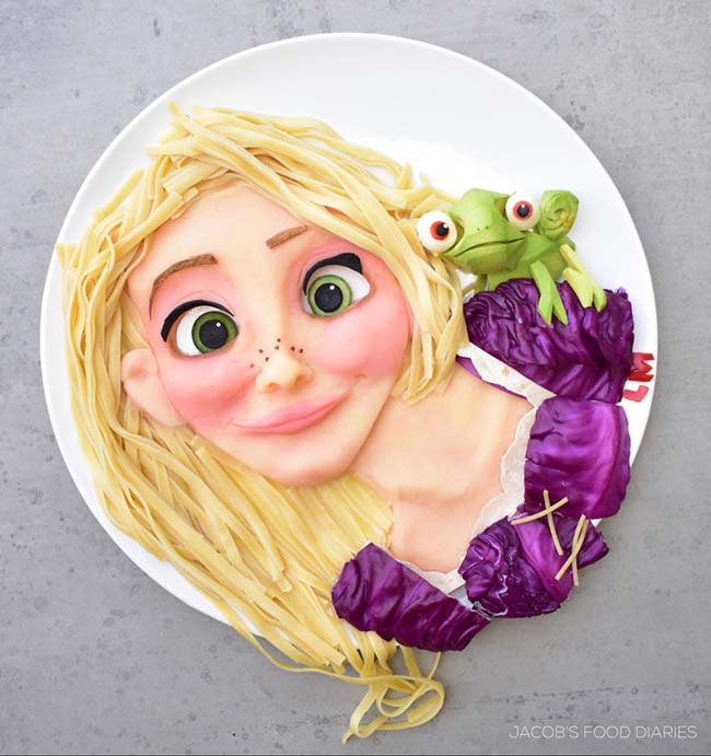 Rapunzel tạo thành từ pasta khoai tây nghiền và bơ.