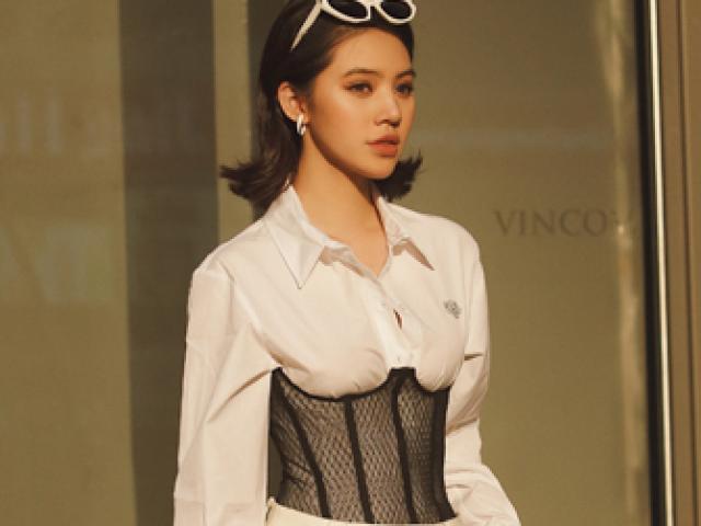 Hoa hậu Jolie Nguyễn bất ngờ diện áo nịt ngực ra phố, tôn cao vòng 1 sexy