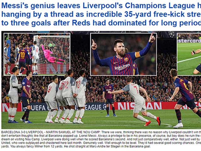 Barca “bóp vụn” Liverpool tại Nou Camp: Báo giới tôn Messi “Đức chúa của bóng đá”
