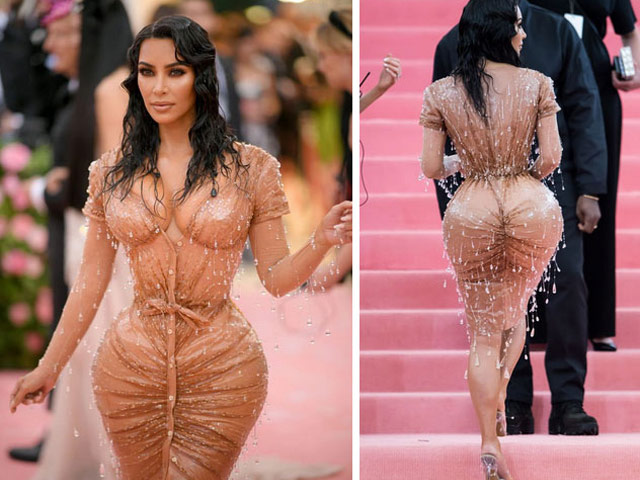 Kim Kardashian biến dạng, ăn không tiêu hóa nổi khi ních vào váy ”ướt át”