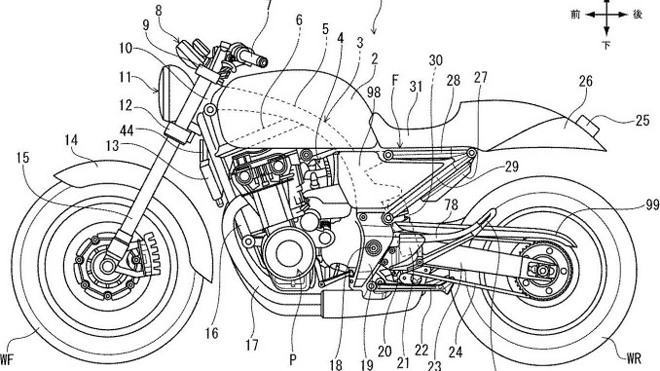 Lộ hình ảnh bằng sáng chế mẫu xe cafe racer mới của Honda - 1