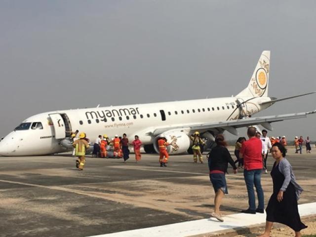 Máy bay Myanmar chở 82 người tiếp đất bằng mũi vì gặp sự cố nguy hiểm
