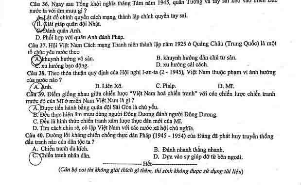 Hướng dẫn giải đề thi tuyển sinh vào lớp 10 Hà Nội môn Lịch Sử - 9