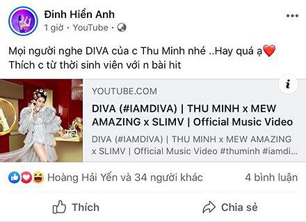 Ca sĩ Đinh Hiền Anh &#39;bênh&#39; Thu Minh, nói &#39;ẩn ý&#39; và khoá bình luận từ người lạ - 2