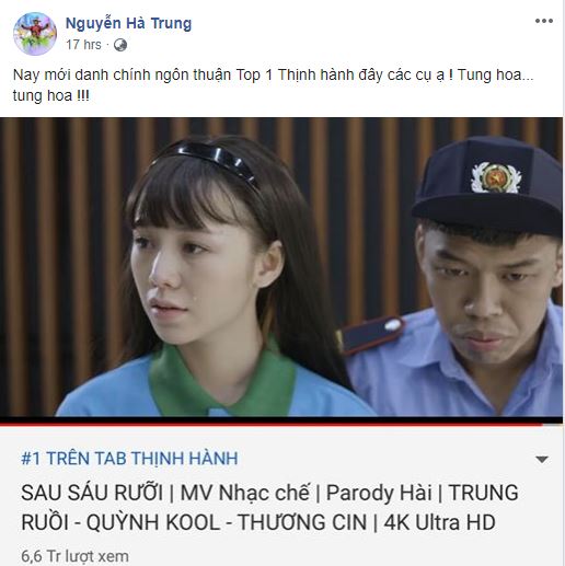 Video của Trung ruồi bất ngờ vượt mặt MV ca nhạc của &#39;giang hồ&#39; Phú Lê trên Youtube - 3