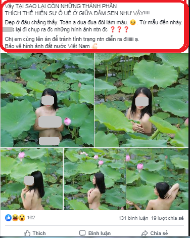 Cô gái khỏa thân ngâm mình chụp ảnh dưới hồ sen gây bức xúc dư luận - 1