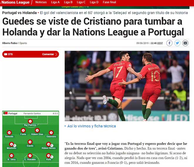 BĐN vô địch Nations League: Báo chí thế giới nể phục vua châu Âu Ronaldo - 2