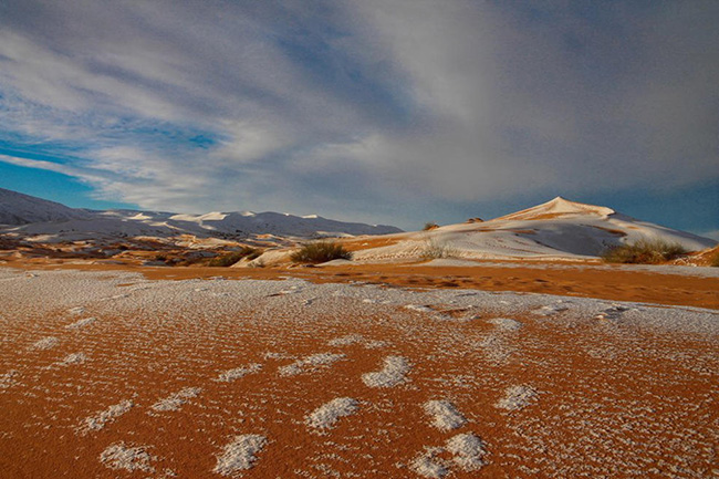 Tuyết bắt đầu tan trên sa mạc Sahara.