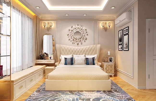 Phòng ngủ của căn hộ có thiết kế vô cùng xa hoa, lộng lẫy.