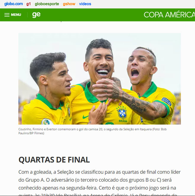 ĐT Brazil vào tứ kết Copa America: Báo Argentina mơ sớm &#34;Siêu kinh điển&#34; - 2