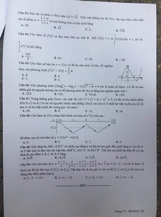 Gợi ý giải đề thi môn Toán THPT quốc gia 2019 - 5