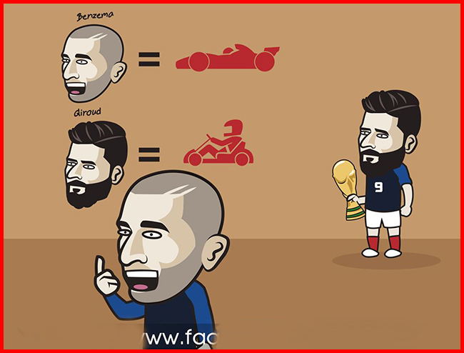 Benzema lên mạng xã hội so sánh mình với Giroud.