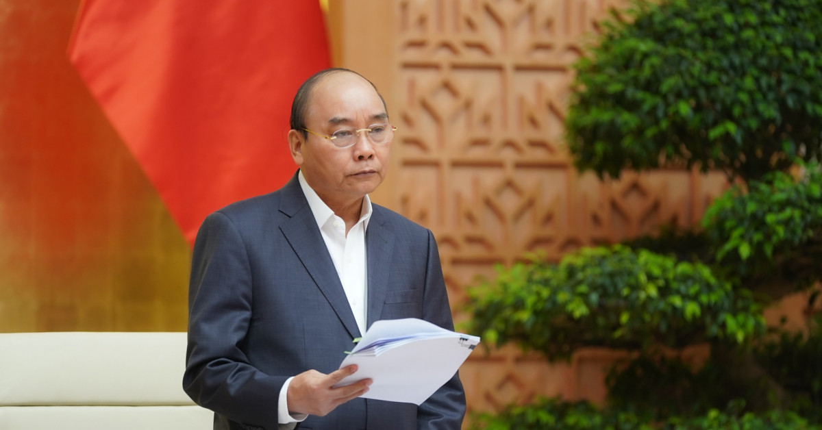 &nbsp;Thủ tướng Nguyễn Xuân Phúc tại phiên họp Chính phủ sáng 1/4.