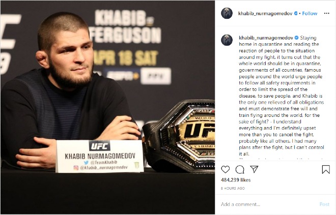 Khabib&nbsp;Nurmagomedov đưa ra thông báo trên Twitter cá nhân