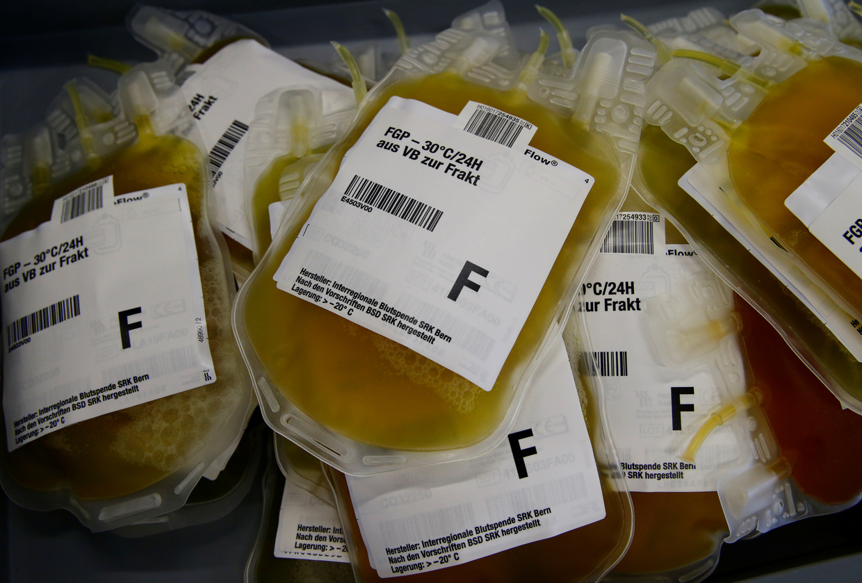 Huyết tương là chất lỏng màu vàng quan trọng, có trong máu. Ảnh: Reuters