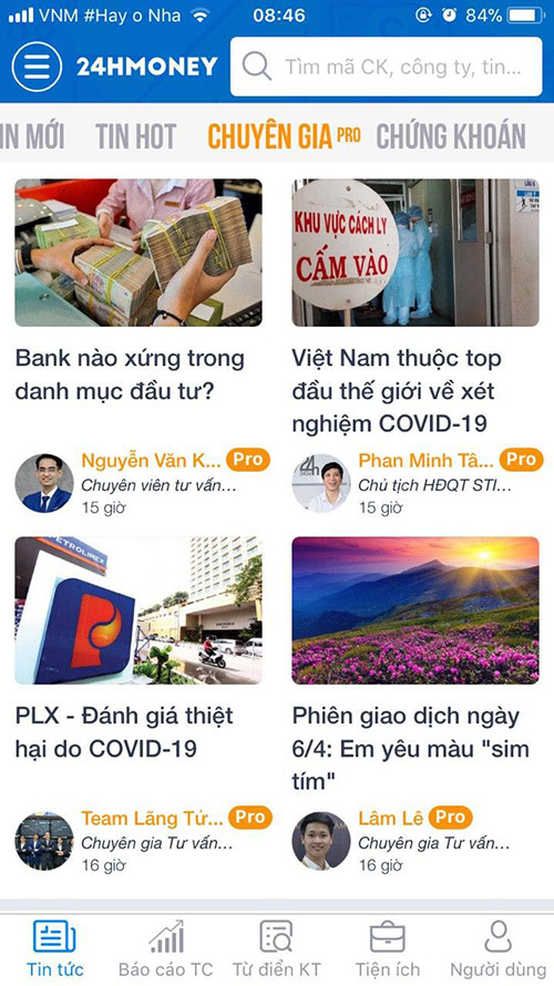 Trên trang mạng xã hội app 24Hmoney cũng có nhiều bài viết của chuyên gia về chứng khoán, đầu tư rất sâu sắc.