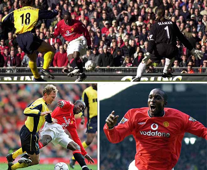 Dwight Yorke trong lần hiếm hoi đá chính đã tỏa sáng rực rỡ với cú hat-trick vào lưới Arsenal