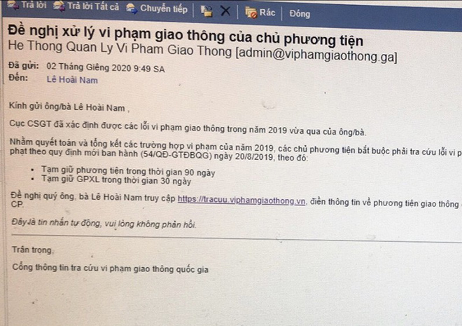 Nội dung thư điện tử của các đối tượng lừa đảo trên địa bàn Lạng Sơn.