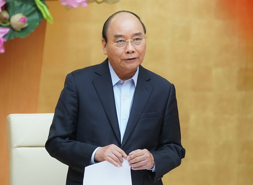 Thủ tướng Nguyễn Xuân Phúc chủ trì cuộc họp Thường trực Chính phủ về chống dịch Covid-19. Ảnh: VGP/Quang Hiếu.