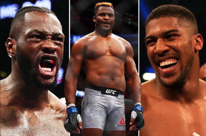 "Quái thú"&nbsp;Francis Ngannou (giữa) sẵn sàng thách thức Joshua (phải) hay Wilder