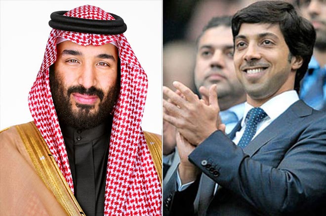 Mohammed bin Salman (trái) và&nbsp;Mansour bin Zayed Al Nahyan (phải)