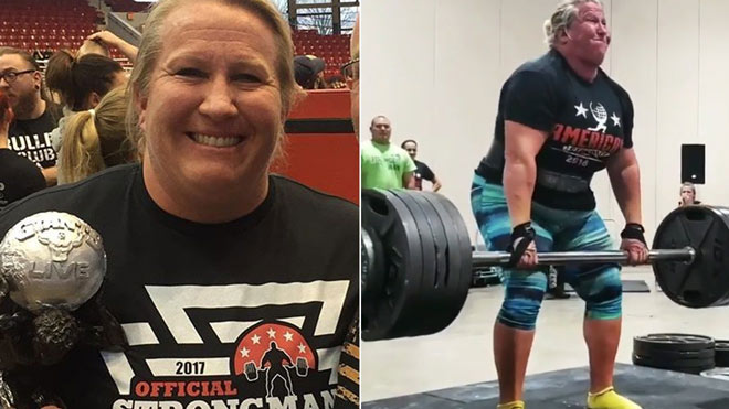 Kristin Rhodes nữ thần sức mạnh người Mỹ cao 1m73, 44 tuổi, nặng 120kg