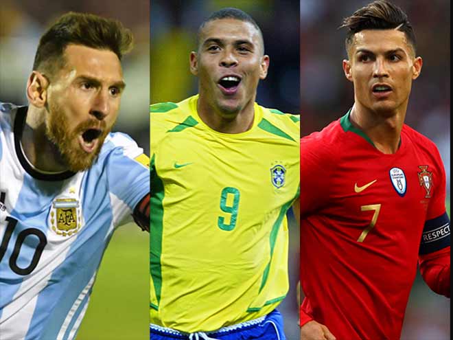 Messi - Ronaldo Brazil - Ronaldo Bồ Đào Nha, 3 trong&nbsp;5 tiền đạo hay nhất 30 năm qua