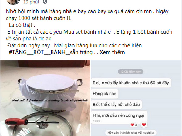 &nbsp;Chị Phượng cho biết bán được tới cả 1.000 bộ dụng cụ làm bánh cuốn chỉ trong 1 ngày