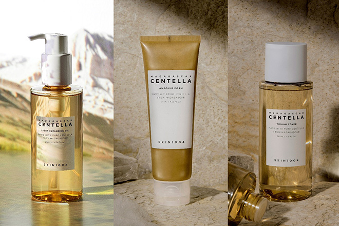 Dầu tẩy trang, sữa rửa mặt, nước hoa hồng của Skin1004