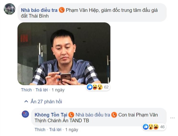 Bình luận sai sự thật của Đinh Văn Huynh trên mạng xã hội Facebook.