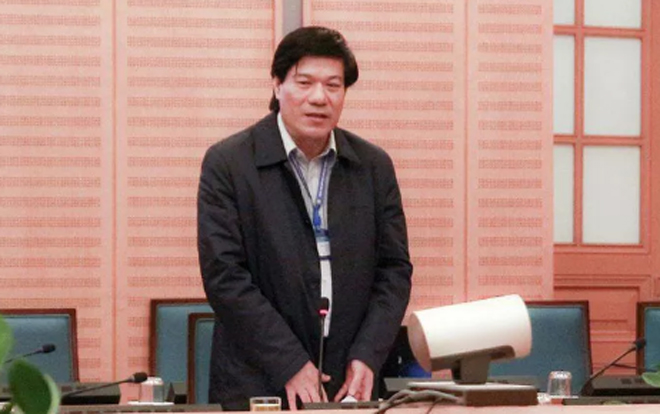 Ông Nguyễn Nhật Cảm tại buổi họp Ban chỉ đạo phòng chống Covid-19 của Hà Nội - Ảnh: Huy Thanh