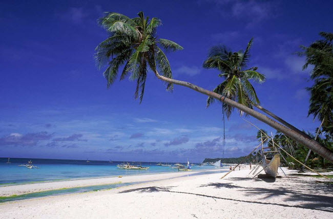 White Beach, Philippines: Hình ảnh của bãi biển cát trắng trên đảo Boracay xuất hiện rất nhiều trên bưu thiếp và lịch treo tường.
