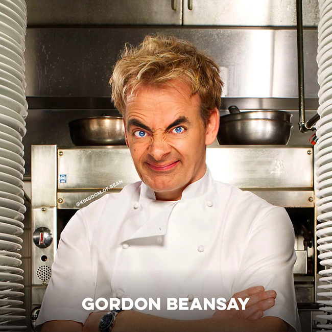 Mr Bean và vị đầu bếp nổi tiếng&nbsp;Gordon Ramsay.