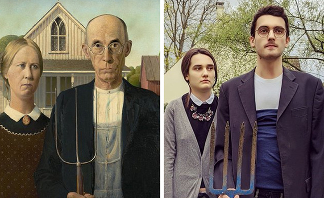 Bức họa American Gothic theo phong cách hiện đại.