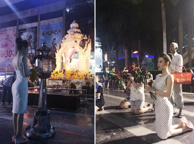 Angela Phương Trinh cũng từng làm mất lòng người hâm mộ vì mặc váy ngắn lại bó sát đi dâng hương, dâng hoa.