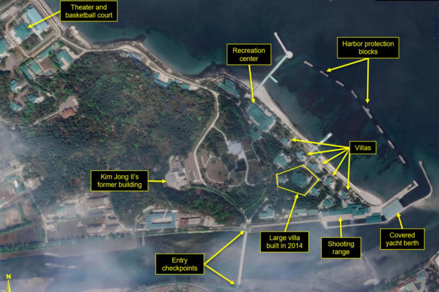 Ảnh vệ tinh chụp du thuyền tại khu nghỉ dưỡng Wonsan của ông Kim Jong Un (ảnh: Straitstimes)
