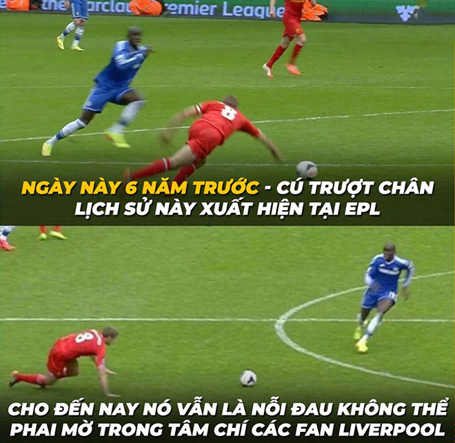 Cú trượt chân lịch sử của Steven Gerrard.