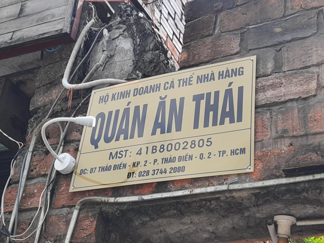 Điểm kinh doanh này có giấy phép đăng ký là hộ kinh doanh cá thể "Quán ăn Thái"