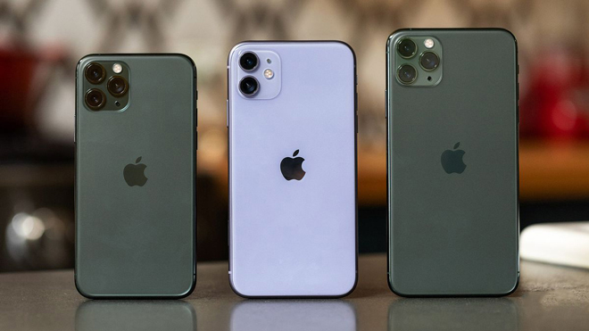 Bộ ba iPhone 11 Pro, iPhone 11 và iPhone 11 Pro Max.