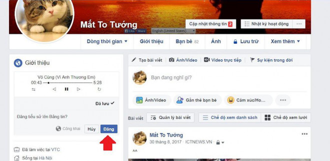 Facebook cũng sẽ hỏi bạn có muốn đăng cập nhật tiểu sử lên bảng tin.