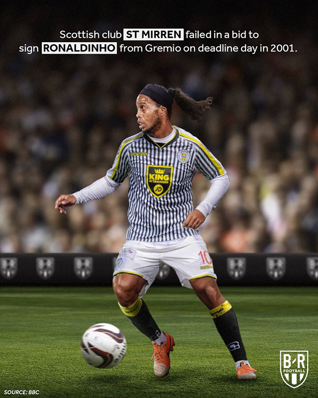 Ronaldinho từng được liên hệ với ST Mirren năm 2001.