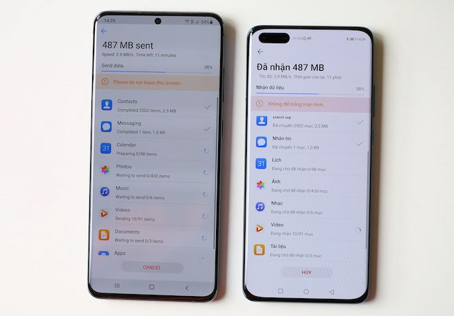 Chuyển dữ liệu từ điện thoại cũ sang Huawei P40 Pro.