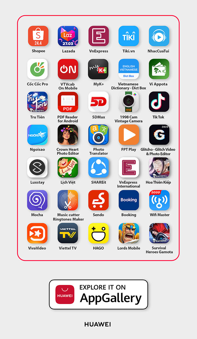 Dòng P40 Pro được tích hợp kho ứng dụng AppGallery “chính chủ” Huawei.