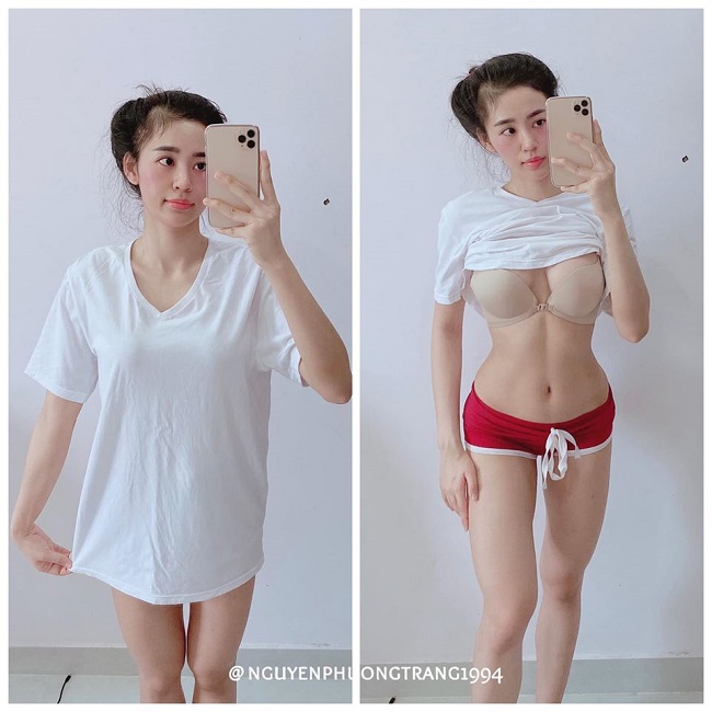 1. Hot girl phòng gym Phan Thiết (Bình Thuận) - Phương Trang sở hữu số đo hình thể ấn tượng là 90-62-96 (cm). Đây là kết quả của quá trình tập luyện suốt 4 năm qua của cô nàng.