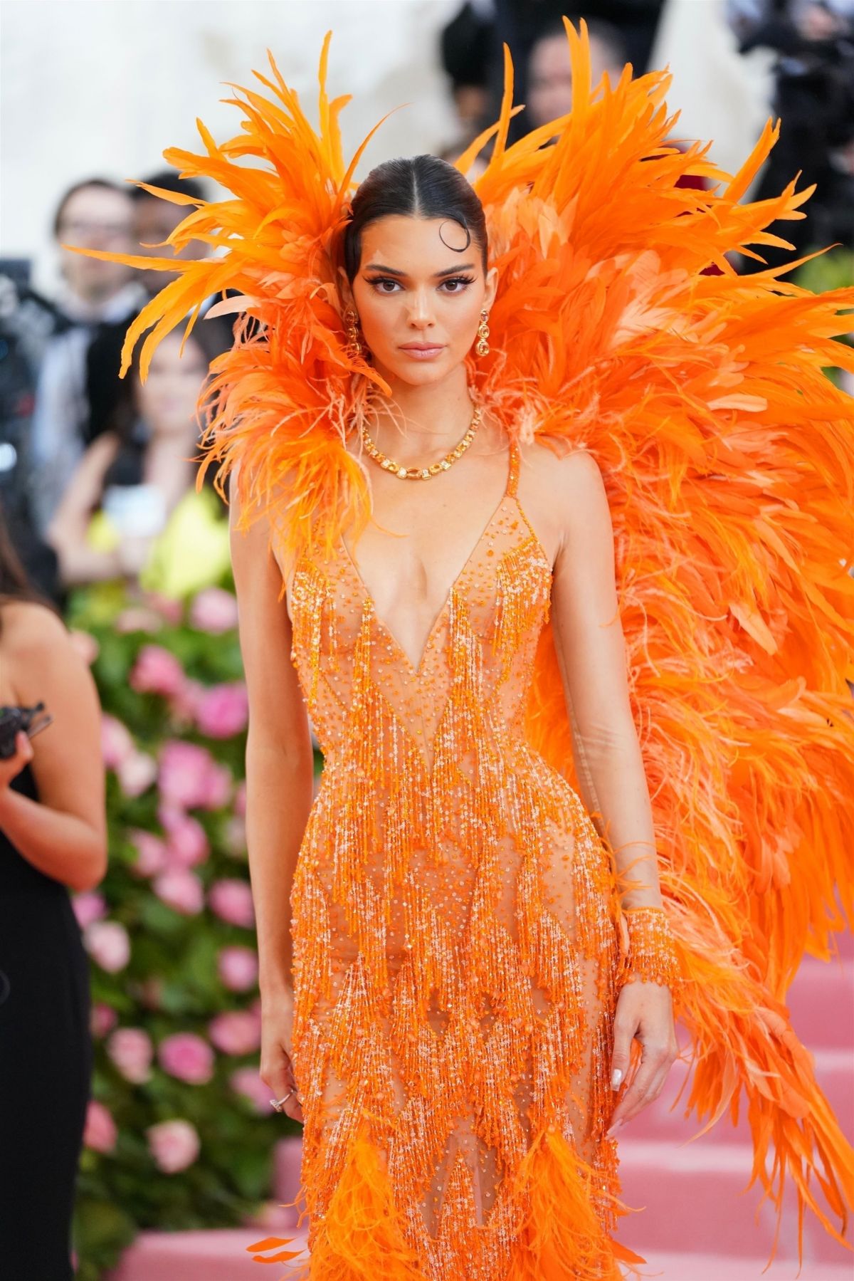 Chiếc váy lông vũ của Kendall Jenner tại Met Gala 2019.