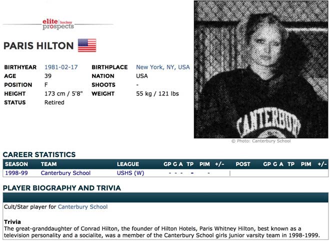 "Nữ hoàng tiệc tùng"&nbsp;Paris Hilton sắp thi đấu hockey?