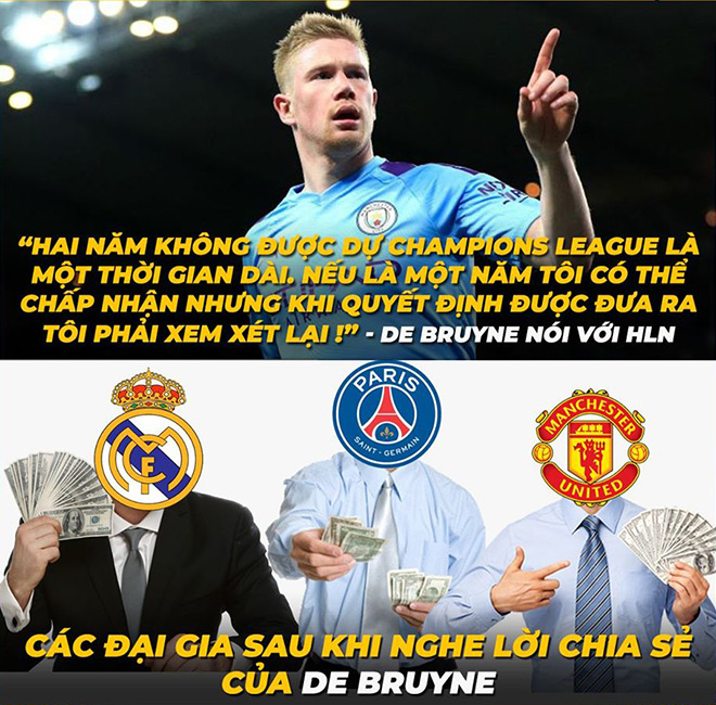 Các đại gia châu Âu khi nghe tin De Bruyne muốn rời Man City.